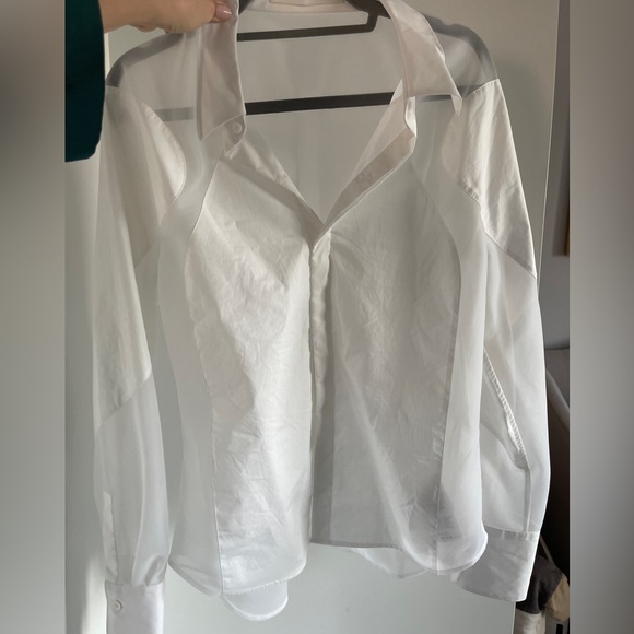 Dion Lee White Buttondown Blouse with Sheer Size US 8 - Picture 8 of 11